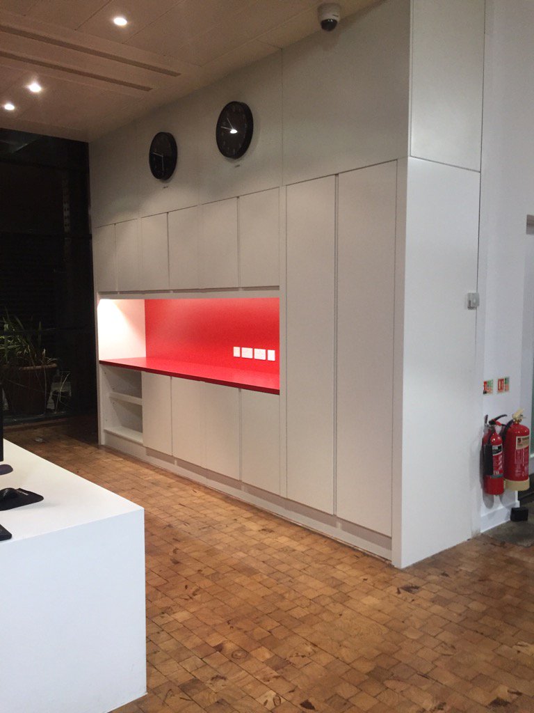 Collfin's tweet image. Associated Press Camden - Completed Joinery Unit to Main Reception #clientpleased