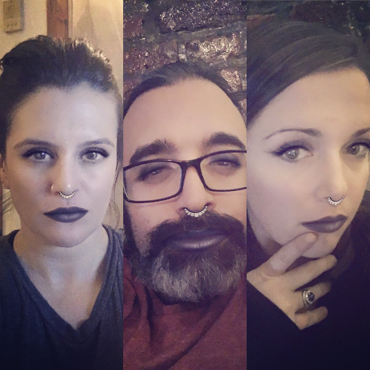_understudies's tweet image. Snow days call for matching piercings and a new goth shade of lipstick! @celestesexton #friendshippiercings #pen15club