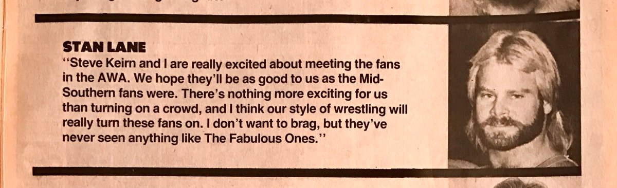 wrestlerweekly's tweet photo. WRESTLER WEEKLY presents #TheySaidIt #WrestlingQuotes #StanLane #SweetStan #TheFabulousOnes #TheMidnightExpress #TheHeavenlyBodies #NWA #AWA https://t.co/rk3pF6NmB1