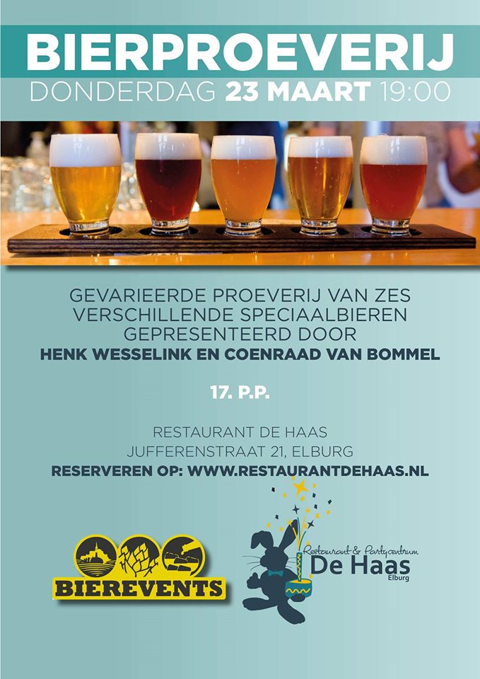 Do 23 maart bierproeverij bij De Haas in #Elburg. Komt allen! Inschrijven via restaurantdehaas.nl/agenda/