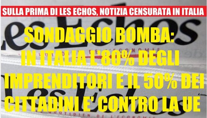 RenatoVenditti1's tweet photo. Il 50% degli italiani e l'80% degli imprenditori pronti a votare x partiti NO #UE#fineUE https://t.co/LhNuSRI8UP