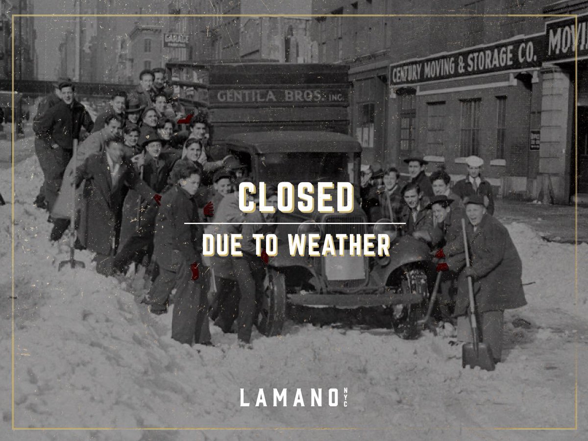 lamanonyc's tweet photo. 🌬Dear amigos, due to the weather we will be closed today. We are back open tomorrow 🖖🏼 https://t.co/tmsD60puaq