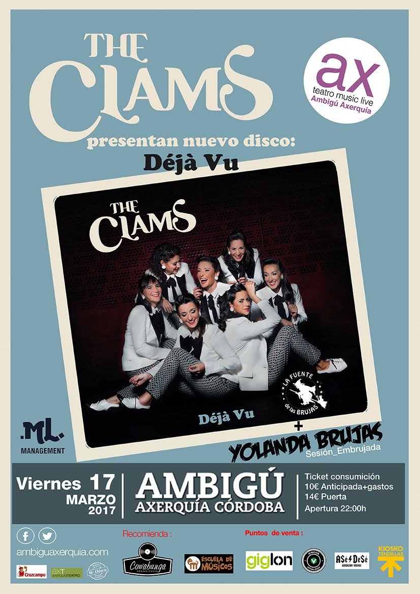 Sala AMBIGU AXERQUIA 
Viernes 17 de marzo
THE CLAMS  +  YolandaBrujas sesión