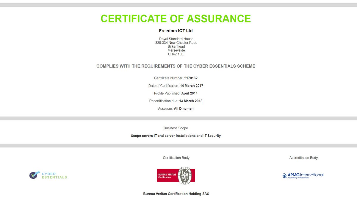 freedomICT's tweet photo. We are proud to announce that Freedom ICT are now, officially, Cyber Essential Certified #cyberessentials #CyberSecurity #merseyside #ITsafe https://t.co/ItXP9P7Y3B