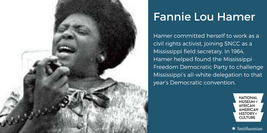 We remember Fannie Lou Hamer #otd, civil rights activist and founder of ...