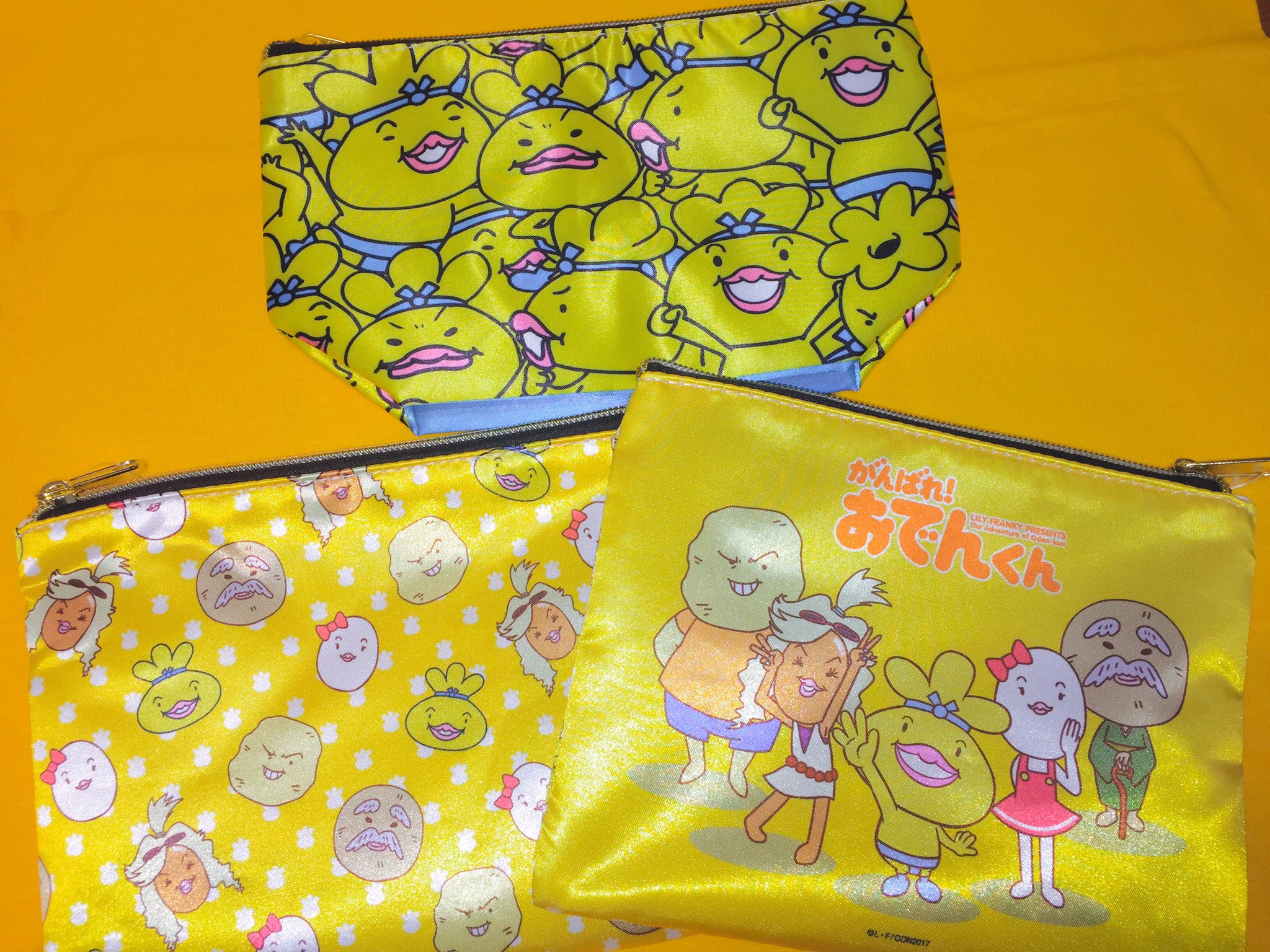 サンキューマートセントシティ北九州店 がんばれ おでんくん サンキューマート 黄色い餅巾着でおなじみのキャラクター おでんくん グッズが本日発売です 愛くるしい表情がとってもキュート ポーチや巾着などなど もちろん全品