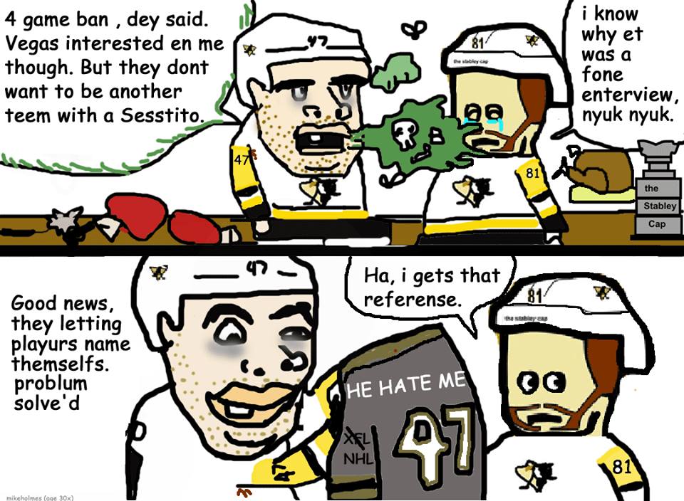 thestableycap's tweet photo. When @TomSestito23 is naughty. #pens #philkesselisastanleycupchampion https://t.co/I39VXX1H0s