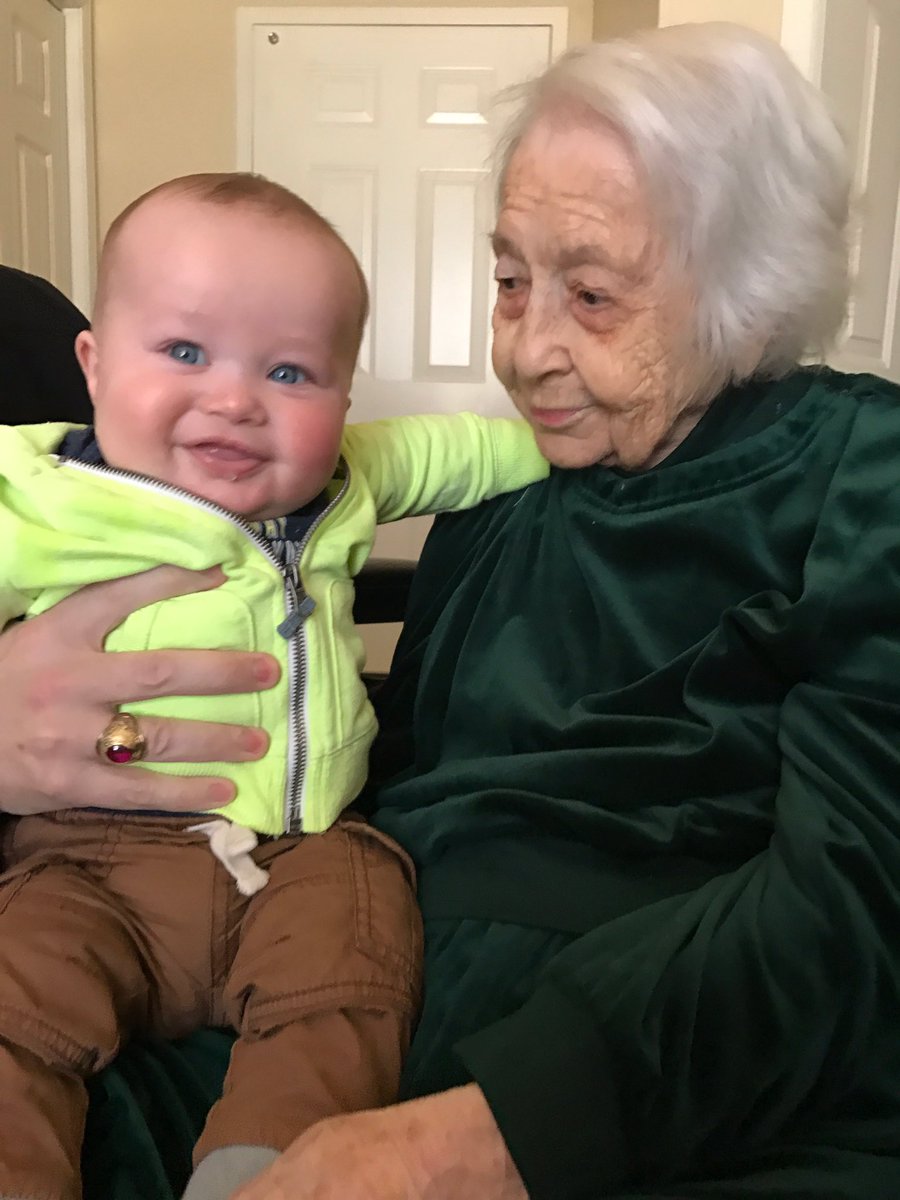 davidwwhitlock's tweet image. My youngest two grandchildren meeting my 99 year old grandma today. #greatgreat #fivegenerations