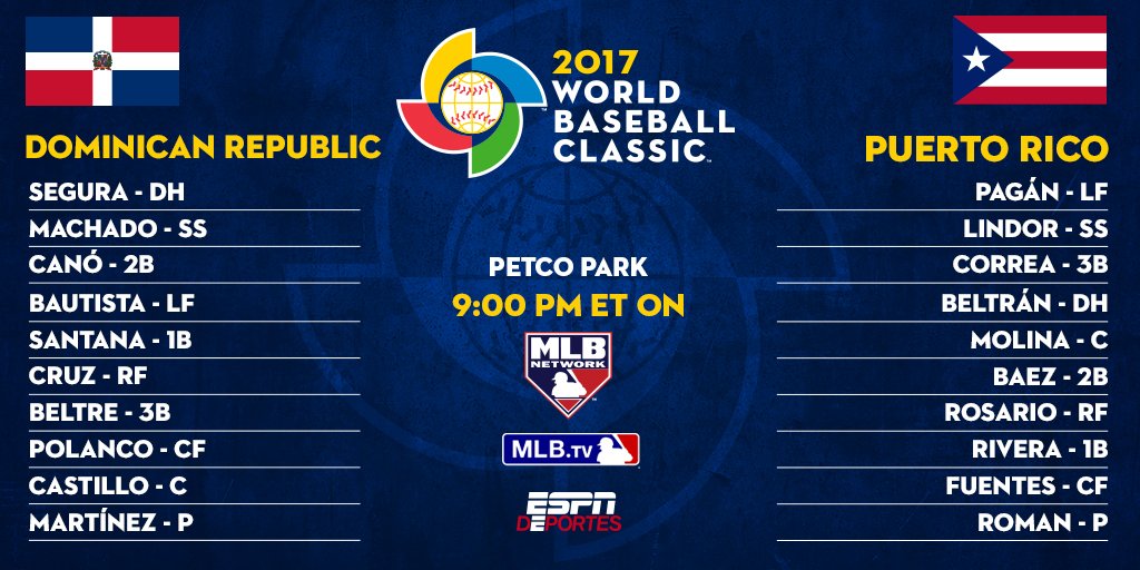 Wbc baseball on twitter pool f is ready to go here are the starting lineups for tonight s dr 
