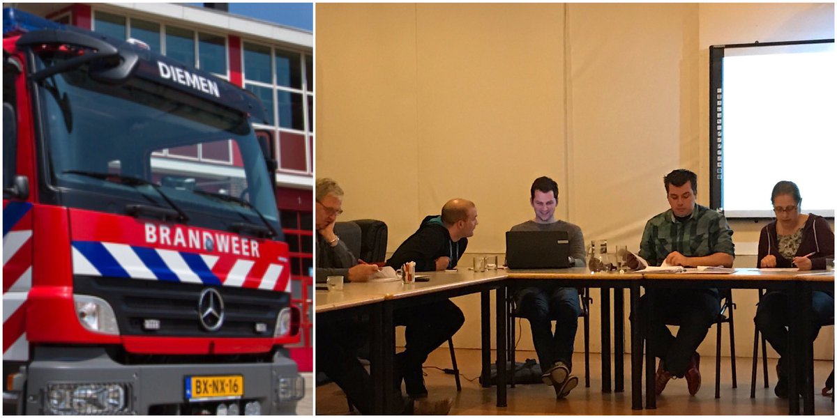 Trots op onze mensen bij Kazerne Diemen. Bij ledenvergadering Vrijw. Brandweerver. Diemen 'In Aller Belang', o.a. over verbouwing kazerne.