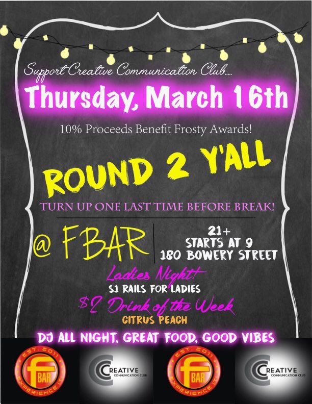 FSU_CCC's tweet image. Let's do it again! Last week was such a success. Come out on Thursday to have a good time with us again! #FrostySZN