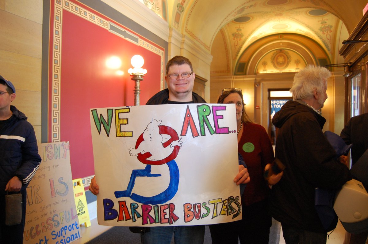 mssminnesota's tweet photo. MSS advocates took part in packing the Capitol today to support increased wages for Direct Support Professionals #BestLife4All #DSPDatC2017 https://t.co/Jl00RfhtUH