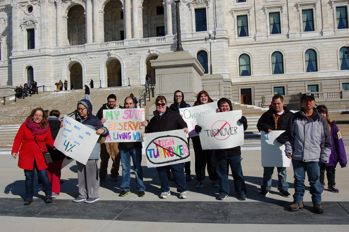mssminnesota's tweet photo. MSS advocates took part in packing the Capitol today to support increased wages for Direct Support Professionals #BestLife4All #DSPDatC2017 https://t.co/Jl00RfhtUH