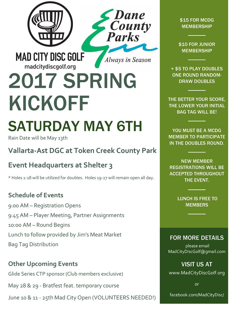 MadCityDisc's tweet image. Spring may not have arrived yet but we couldn't wait to announce the 2017 Spring Kickoff, Hope to see you all there!