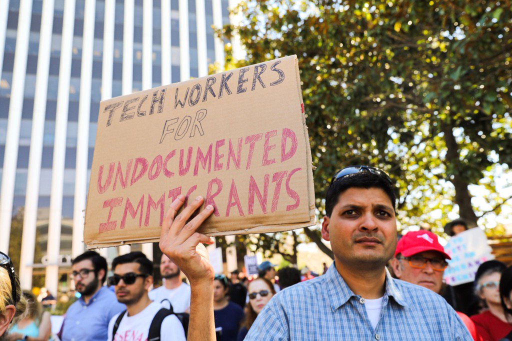 Jamesco's tweet photo. #techstandsup rally in front of Palo Alto City Hall https://t.co/cyiZ3mgc7L