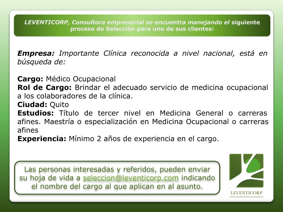 LeventiCorp's tweet photo. Buscamos un Médico Ocupacional. Revisa los requisitos y aplica enviando tu CV a seleccion@leventicorp.com ¡No dejes pasar esta oportunidad! https://t.co/LgL7JAgS0h