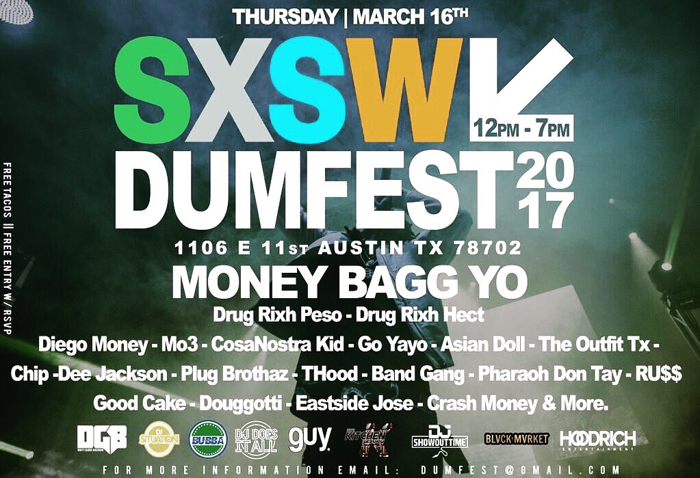 SocialHustlaz's tweet photo. #SXSWDumfest We going crazy. The homie @moneybaggyo coming through headlining. @dirty_glove_bastard more special guest coming through. #Sxsw https://t.co/oFYG98jIpY