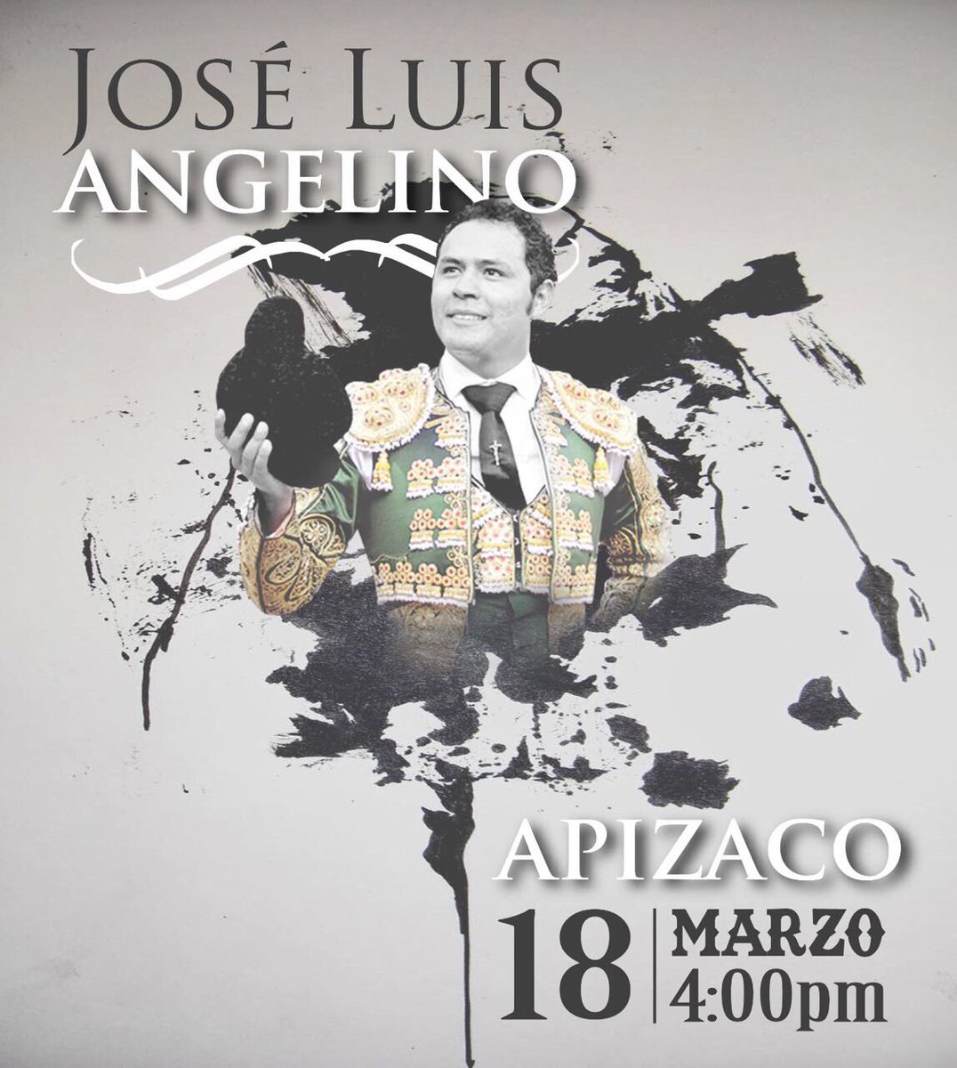 #Apizaco Este sábado 18 de marzo hará el paseíllo el valor y torería de José Luis Angelino en la Monumental de Apizaco. 
#18MApizaco