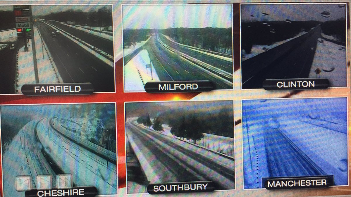 Pavement visible on I-95 on shoreline, roads further inland still snowy #traffic #WTNHweather #snow #snowstorm