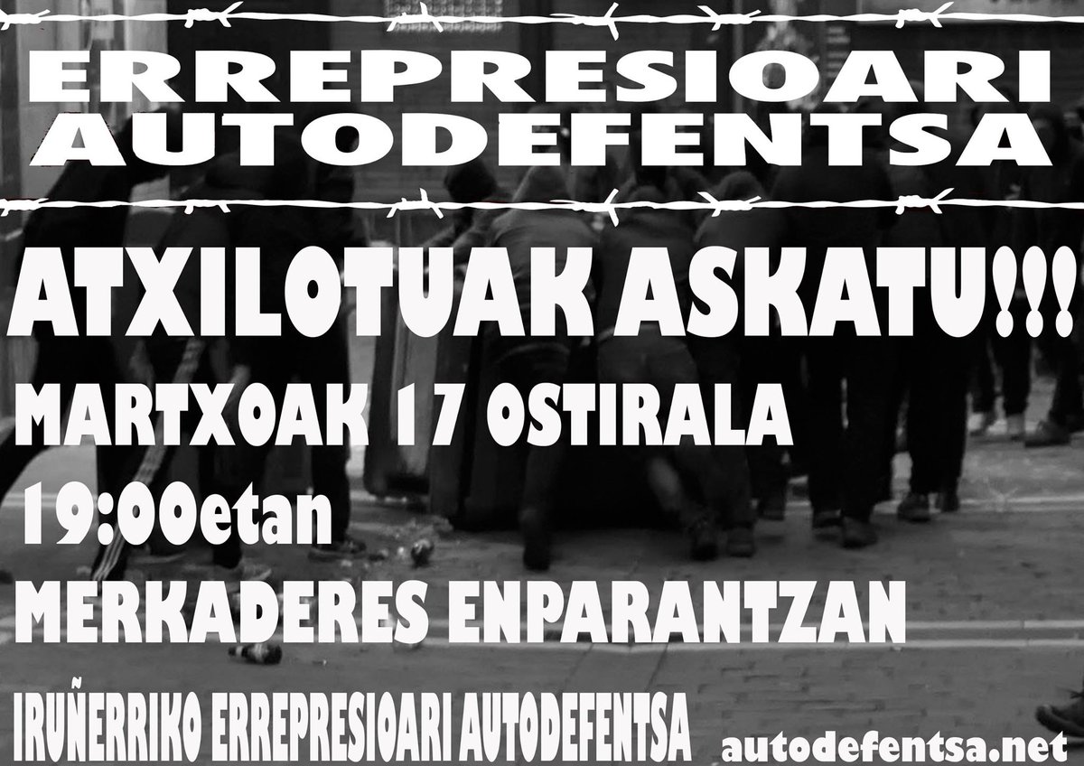 OAskatu's tweet photo. Hasi dira mobilizazio deialdiak. // Han comenzado las llamadas a la movilización.
ATXILOTUAK ASKATU!! #Oreretako4akAskatu https://t.co/CLCkMTotxM