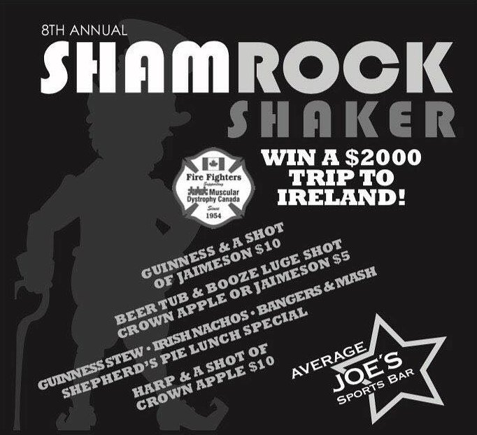 StrathconaFire's tweet photo. Join us on Saint Patrick's Day! It's the 8th Annual Shamrock Shaker at AJ's in Sh.Pk., in support of Muscular Dystrophy.
#makemusclesmove https://t.co/wwDza46cpg