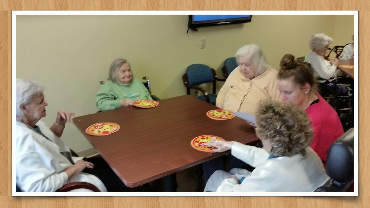 PrairieLakes_HC's tweet photo. Nursing students taught residents to play Pizza Pi game, to celebrate National Pi Day! Thank you! @TrilogyLiving #TrilogyPiDay https://t.co/5sd0Q1ZGKe
