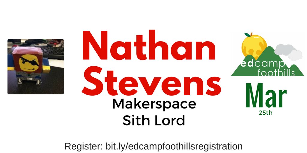 braveneutrino's tweet photo. #EdcampFoothills just got real! @nathan_stevens &amp; #makerspace amazingness will be there! https://t.co/UETGSVZSH2 @catawbaschools https://t.co/4JGYTXG3O3