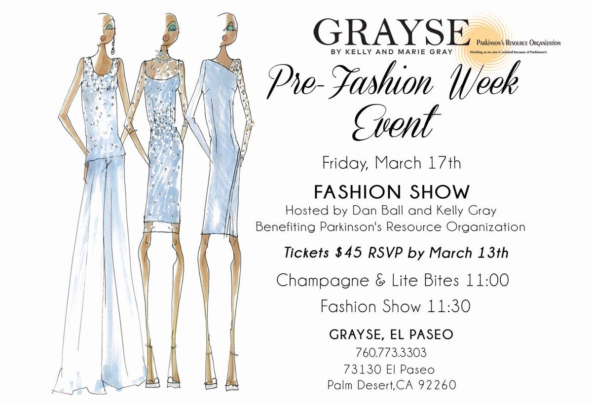 ParkinsonsPro's tweet photo. Attend the Pre-#Fashion Week #Event at #Grayse on #ElPaseo this Friday, or #shop there over the weekend, and support PRO! https://t.co/rvqRDu0vw7