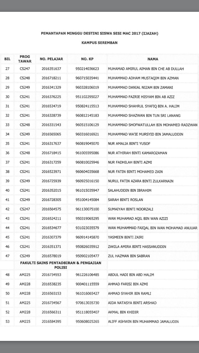 JPK UiTM Seremban on Twitter: "[MAKLUMAN] - Perhatian kpd 