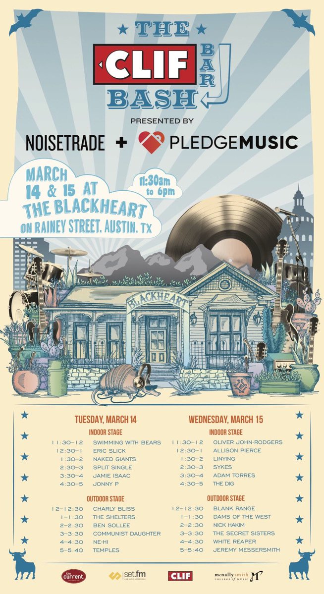 rsvpster's tweet photo. Day 2 of the @ClifBar Bash jumps off today at 11:30AM at the @BlackheartBar. #SXSW https://t.co/hjt2xjhm7G https://t.co/BAgjBgiIxb