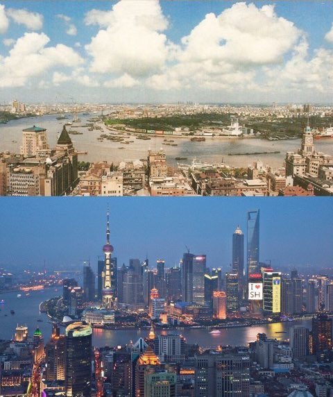 GenasysTech's tweet photo. Shanghai in 1990 vs 2010. Insurance demands are changing, is your #InsurTech keeping up? #InsurTechPartner #FinTech https://t.co/RjeNiFtTWx