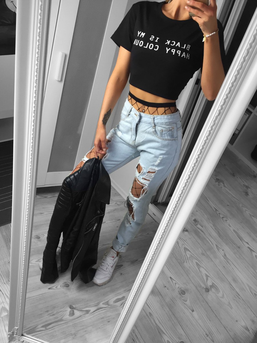 black ripped jeans in store