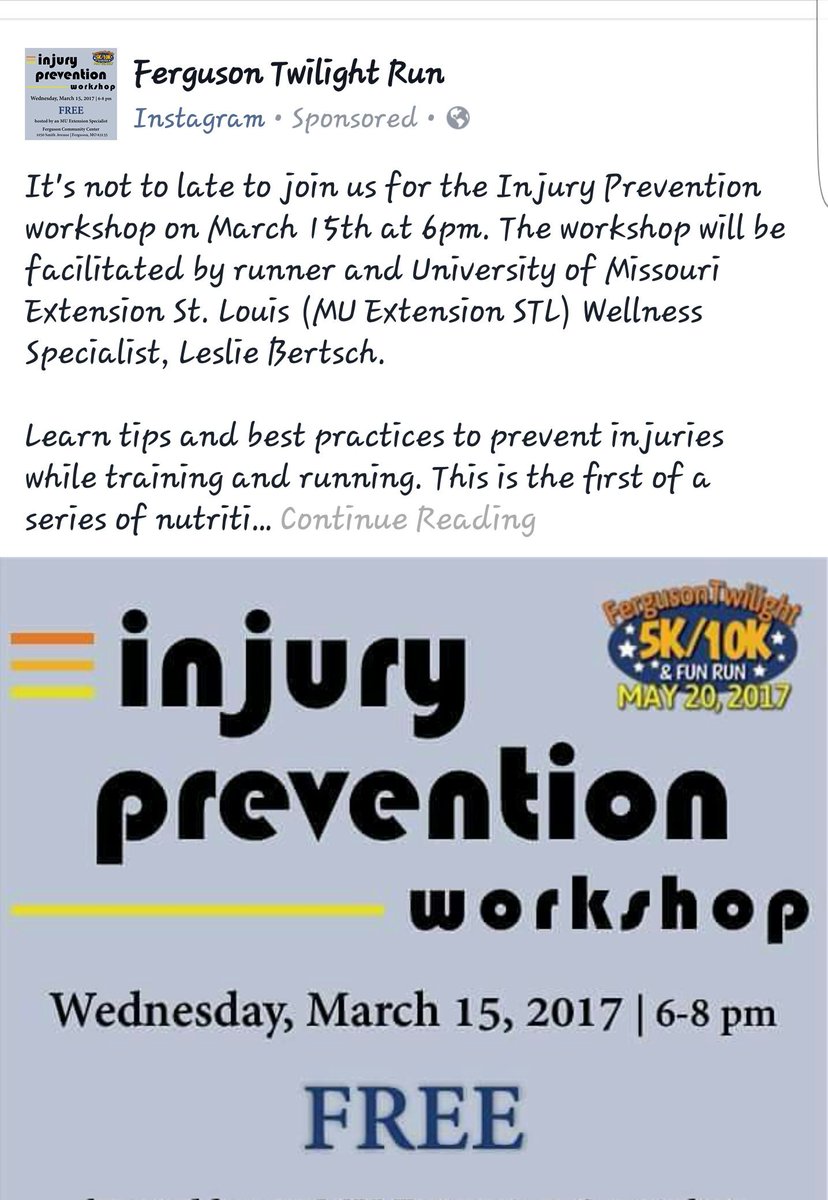 FergTwilightRun's tweet photo. This is tomorrow at the Ferguson Community Center. #Free #Prevention #Runner #Run #RunStL #Run5K #RunNorthCounty #runwithferguson #MUExtStL https://t.co/8JLHrFT6Qi