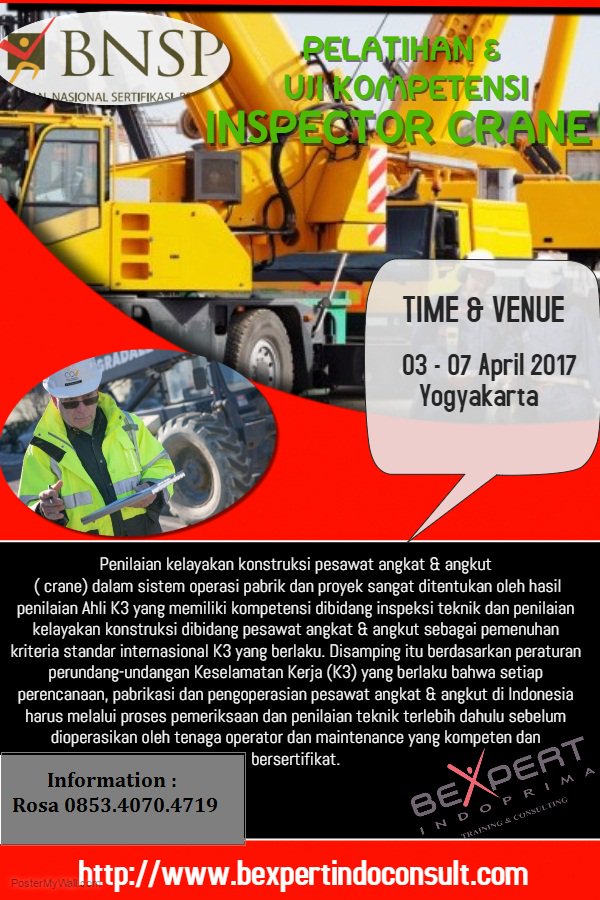 rosabexpert's tweet photo. Selamat pagi rekan-rekan.
Silahkan bagi para Inspektur Crane untuk mengikuti program pelatihan &amp; uji kompetensi nya. https://t.co/ELDRYr2x25