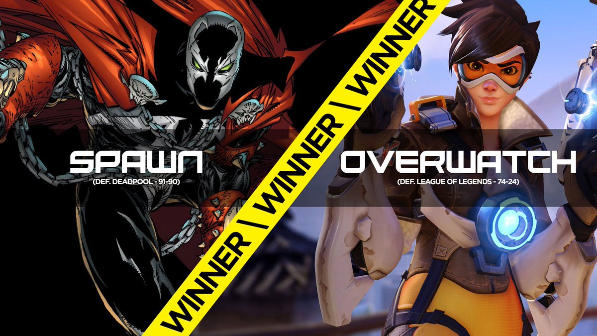 NerdReactor's tweet photo. Congrats to #Spawn and #Overwatch for advancing in our #FandomBattle tourney. Here is our updated bracket: https://t.co/HLGbHkeji6