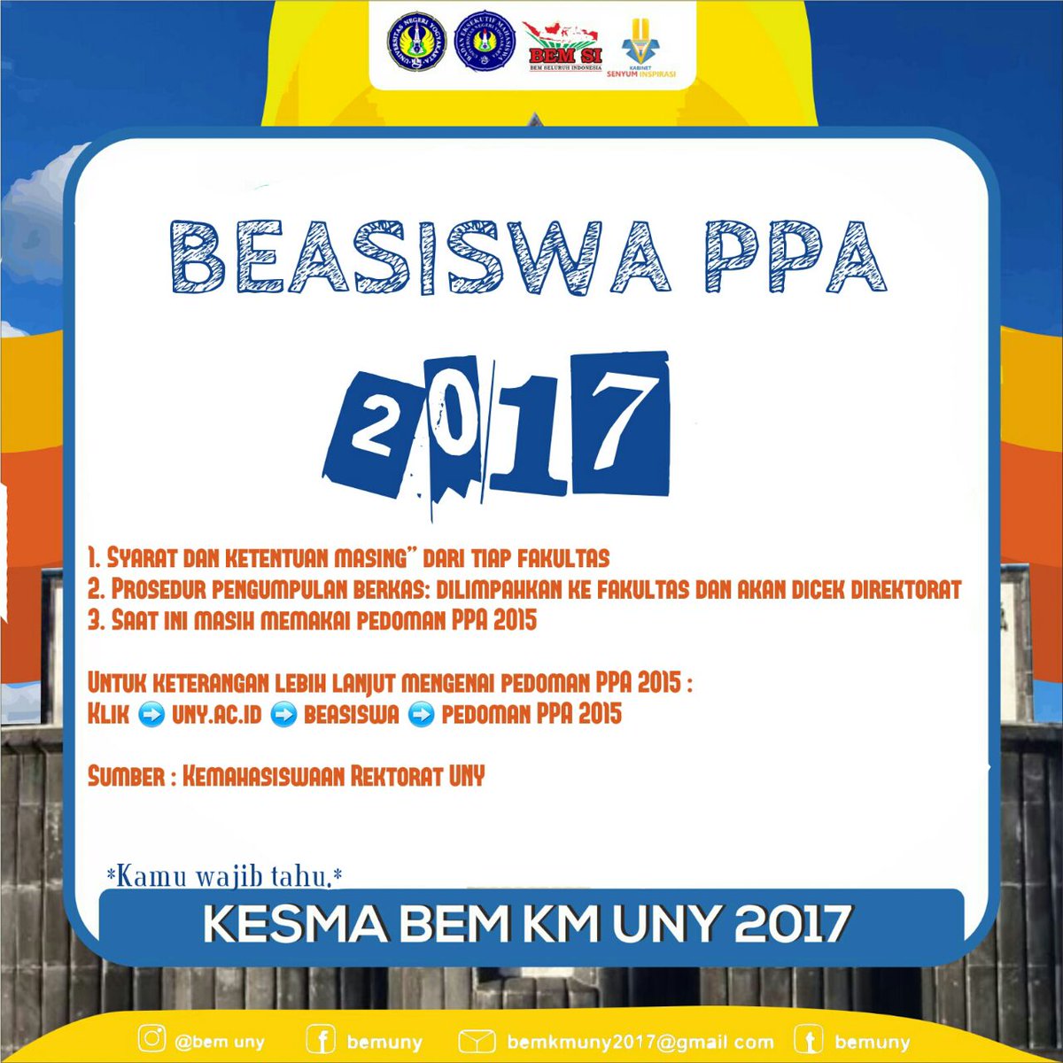 #BeasiswaPPA2017
#KabinetSERASI 
#BEMKMUNY