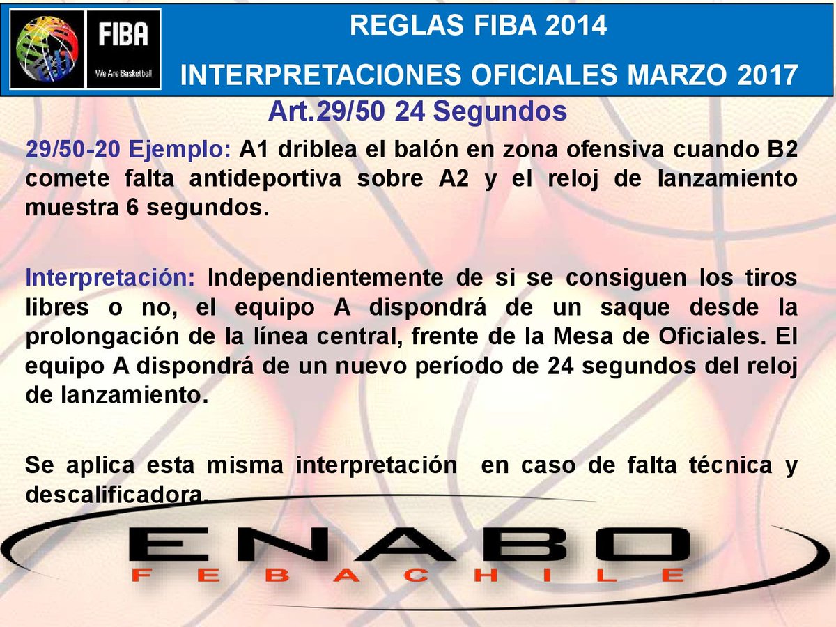ENABOFEBACHILE's tweet photo. Reglas @FIBA 2014
Interpretaciones Marzo 2017

Art. 29/50 - 24 Segundos

https://t.co/Y8TMIKpQXi https://t.co/jrO9TCDJms