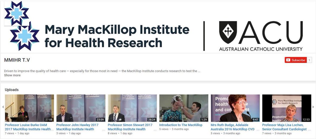 MacKillopACU's tweet photo. Missed our 2017 International Scientific Research Symposium? Head to MMIHR T.V on YouTube to watch our clips from world leading researchers. https://t.co/YfyDtTPazk