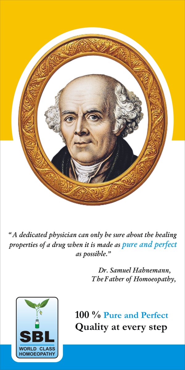sblgroupindia's tweet photo. SBL Offers 100% pure & perfect quality at every step following Dr. Samuel Hahnemann's principles #sblcare https://t.co/f8pnivQX3A