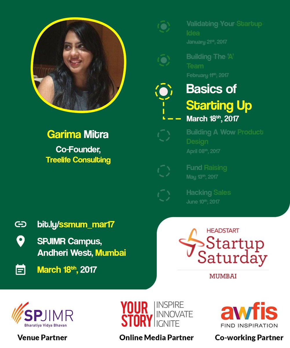 Garima, Co-founder @ConsultTreelife, will talk about must-have legal agreements for startups at #SSMUM bit.ly/2n4gVoQ <a href="/zanylawyer/">Garima Mitra</a>