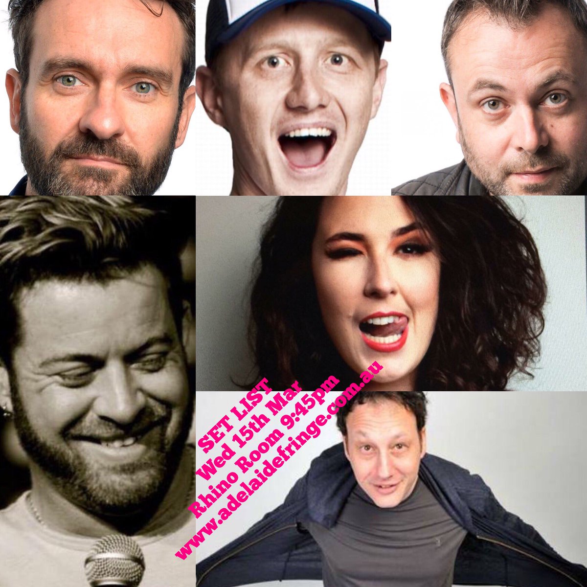 ntrscomedy's tweet photo. 241 at @RhinoRoom1 door, home of @Adelaidecomedy, with the code 'WE DID IT'. Don't miss this spectacular line up of SET LISTers! #adlfringe https://t.co/it51H9ladf