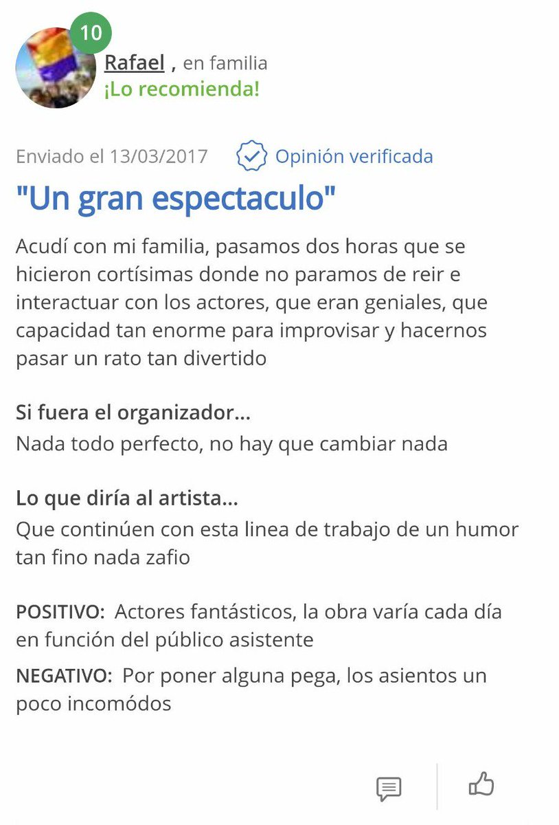 ImProduccions's tweet photo. ¡Ya tenemos más 10s en @atrapalo que en nuestro historial académico! #gracias #impro #chupateésaESO #danostuopinión @PLOTPOINTMADRID https://t.co/bWrQSJ84gG