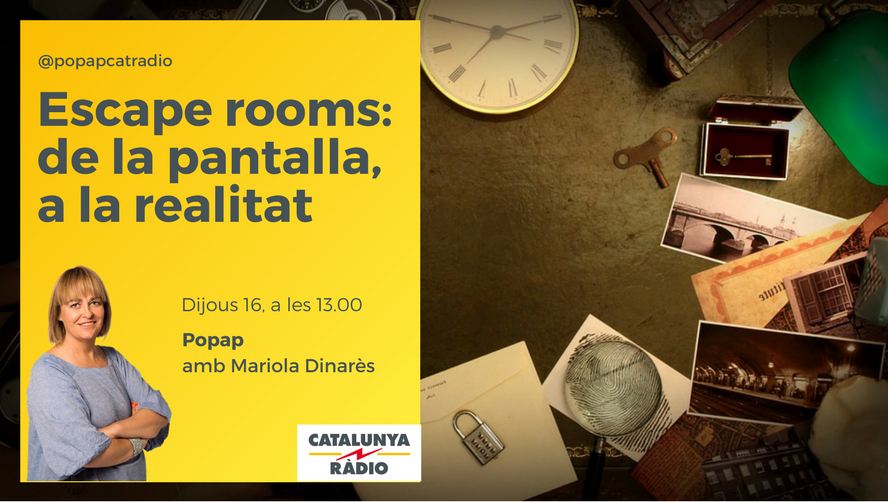 PopapCatradio's tweet photo. Per què ens agraden tants els #escaperoom? En parlarem a @CatalunyaRadio amb @dreig, @David_Bel de @BizarreBCN i @GamePointCenter https://t.co/1SKWztRqZv