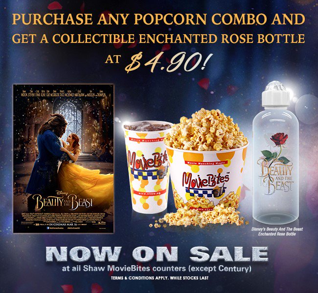 shawtheatres's tweet photo. Purchase any #popcorncombo and add on a collectible enchanted rose bottle at $4.90 only! Exclusively at #ShawTheatres https://t.co/BirPvDuc0q