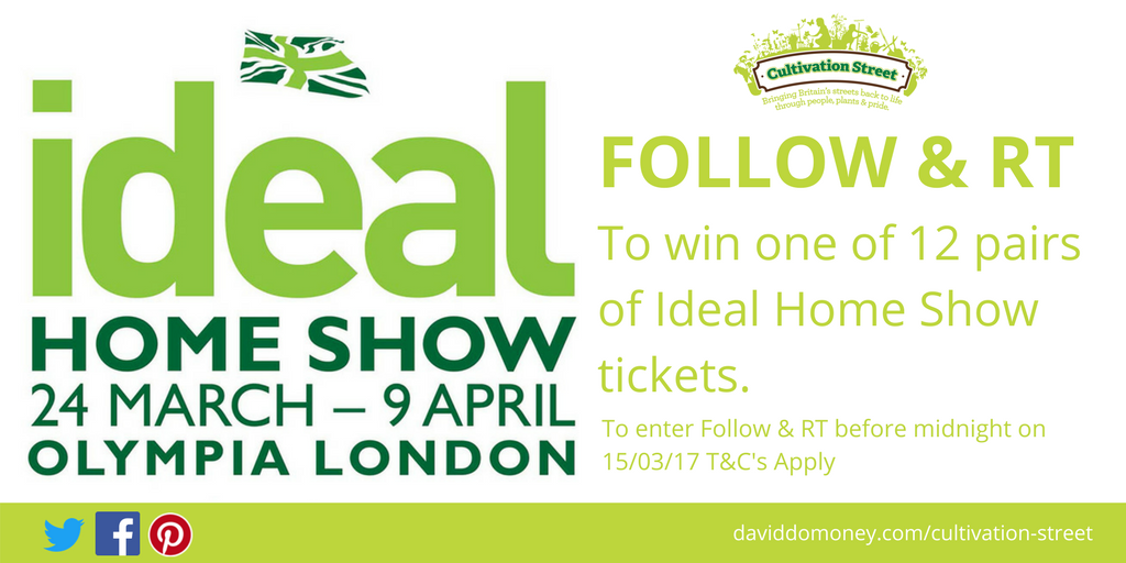 CultivationSt's tweet photo. Follow &amp; RT to win one of 12 pairs of @ideal_home_show tickets, valid from 24th of March to 9th April 2017. T&amp;C’s https://t.co/AXfeUPssNH https://t.co/WcTn8ZdEdR
