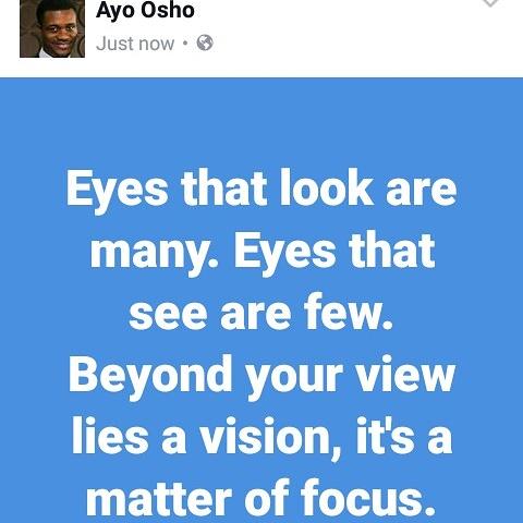 Oshosam's tweet photo. What do you see? How do you see?
#youandyourvision #purposeandvision #purposedrivenbook #getyours #price #N500only https://t.co/vg5Un2htuE