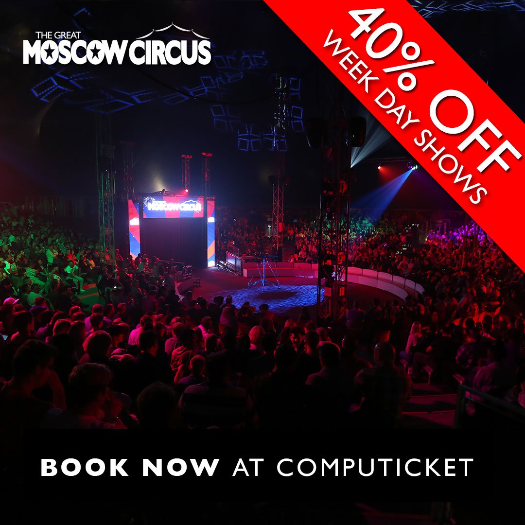 TheGreatMoscow's tweet photo. DURBAN! We have a very special offer for you!! Book now as see the best in the world for 40% OFF all remaining weekday shows. https://t.co/HofHpG7HO3