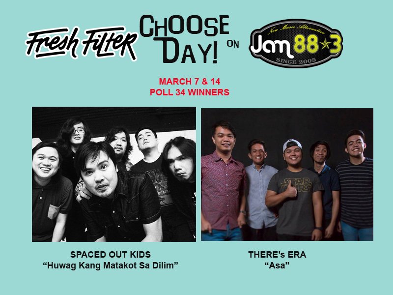 Jam883's tweet image. Congrats to Spaced Out Kids and @thereseraband for winning the last #FreshFilter #ChooseDay poll!