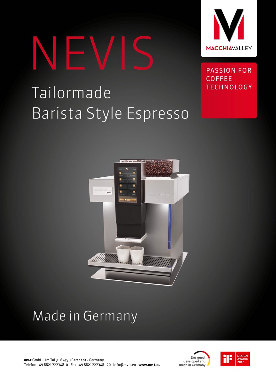 MACCHIAVALLEY1's tweet photo. Most silent machine of its class, most energy efficient machine of its class - best espresso extraction. That is NEVIS #ifdesignaward https://t.co/nY4locyiPG