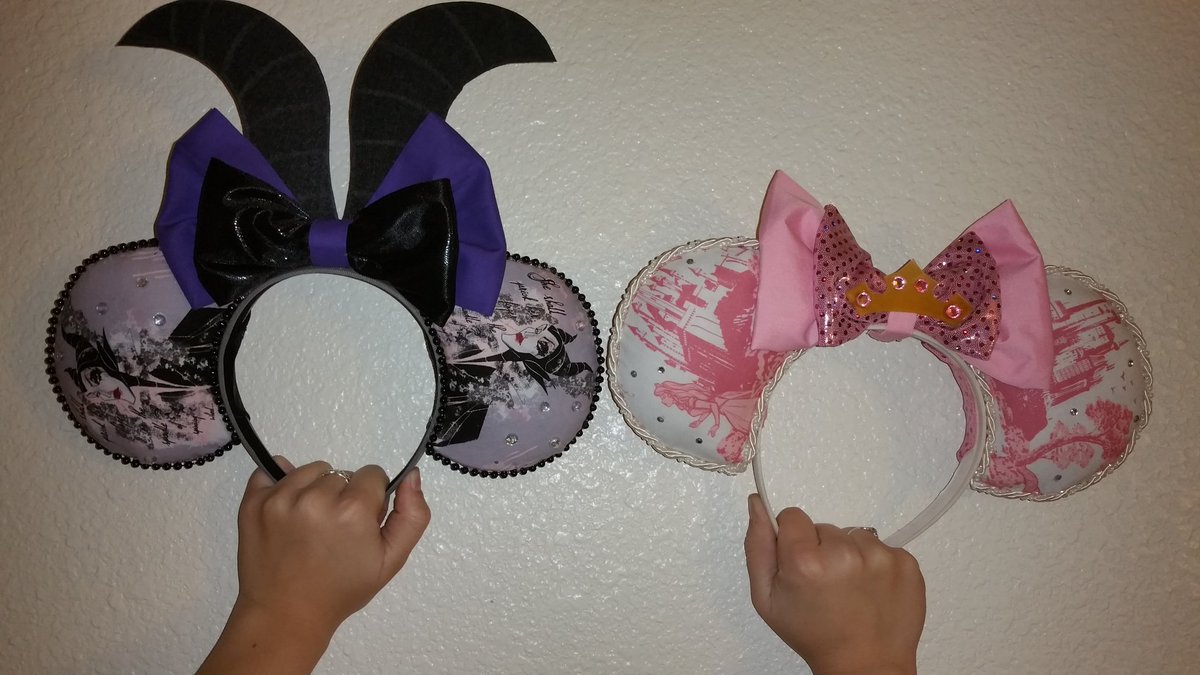 dreamingofears's tweet photo. Custom mother daughter ears! #disneyears #disneyland #mickeymouse #disneyinspired #disneylove #sleepingbeauty #pink #princess #maleficent https://t.co/G2RLX7d0H8